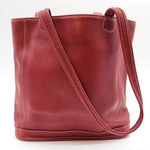 Vintage Red Leather Coach Bucket Tote
